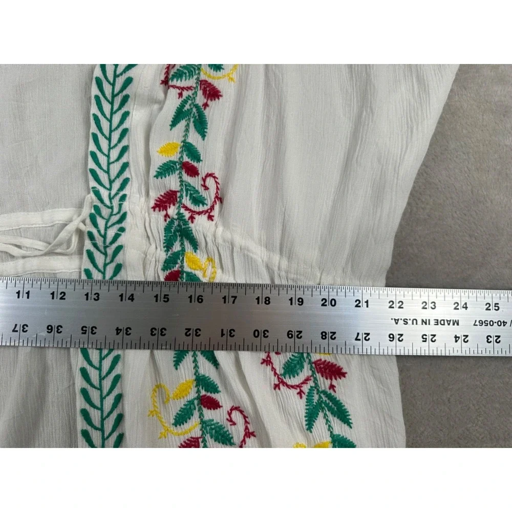 Curations Womens White Embroidered Dress Cover Up Short Sleeve Wrap Tie Size 2X - Picture 5 of 9